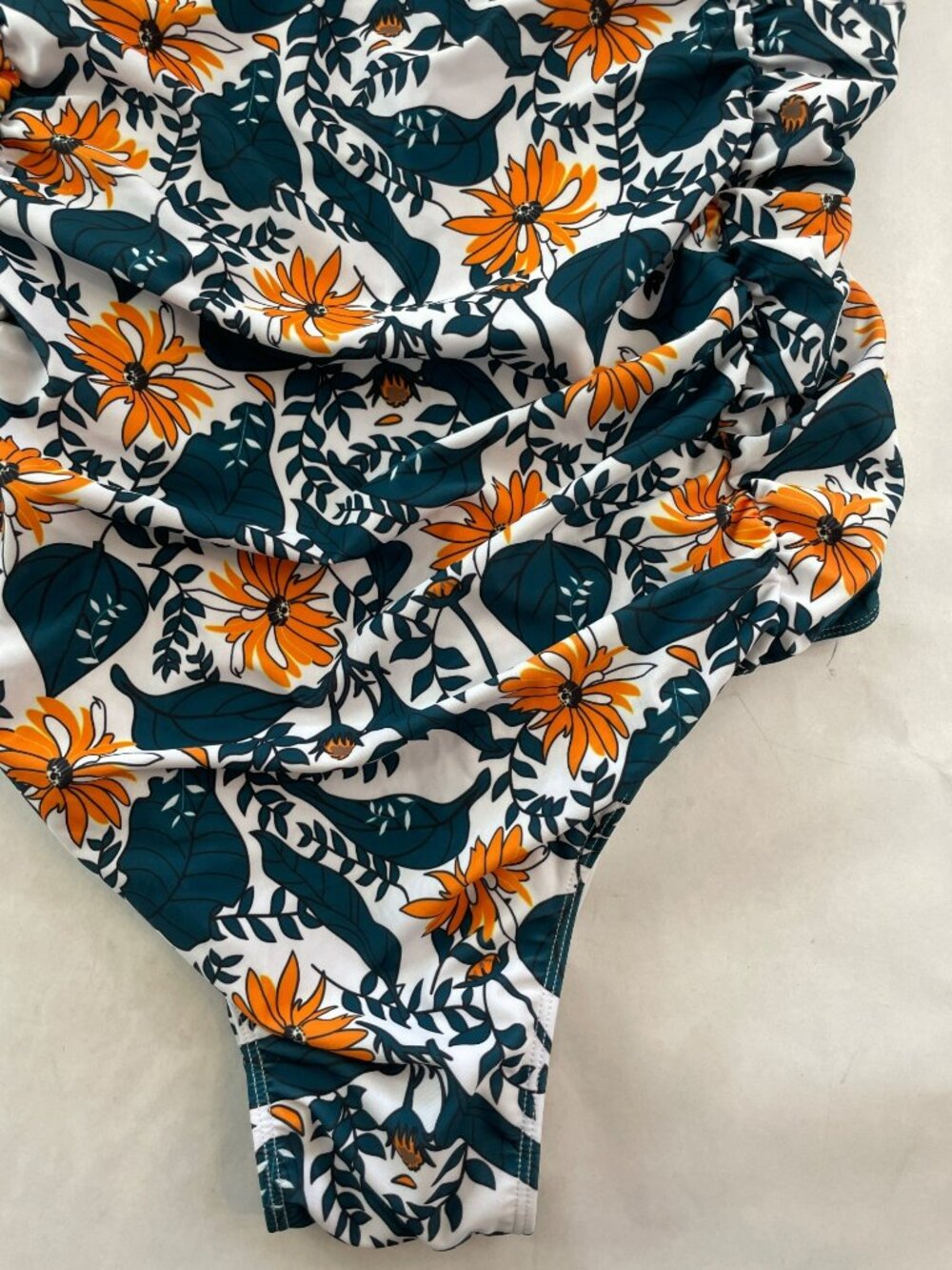 Hanna Nikole Floral One-Piece Swimsuit Yellow Knot Front Adj Straps Size 24W NWT - Picture 4 of 8